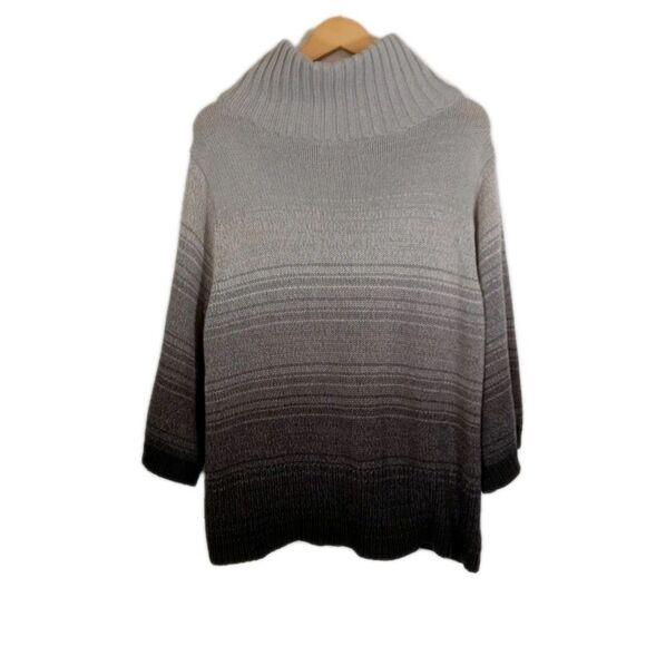 JONES NEW YORK SPORT Womens Cardigan Sweater Full Zip Ombre Grey to Black 2X EUC - Picture 2 of 8